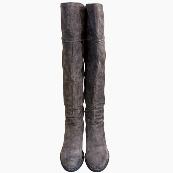 Born Taupe Suede Over the Knee Boots Women's 7.5 Side Zip/Back Tie Flannel Lined - Picture 2 of 10